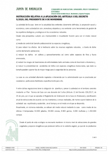 Caza en Andalucía Covid19